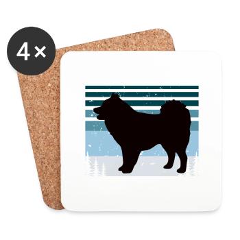 elou Dog Silhouette Vintage Sunset für Hundeliebhaber - Untersetzer (4er-Set) - Weiß - Vorne