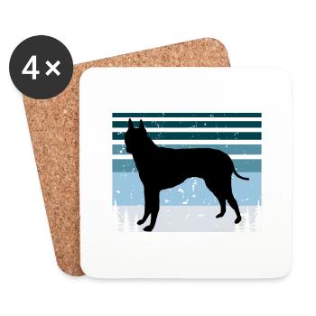 English White Terrier Hund Silhouette Retro Sonnenuntergang - Untersetzer (4er-Set) - Weiß - Vorne