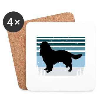 English Springer Spaniel Hund Silhouette Retro Sonne - Untersetzer (4er-Set) - Weiß - Vorne