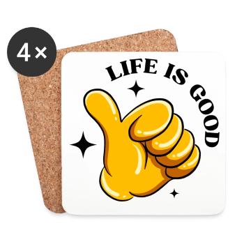 life is good, la vie est belle, good life - Dessous de verre (lot de 4) - blanc - Devant