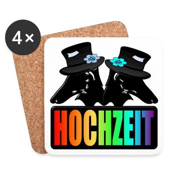 HOCHZEIT HUNDE VIELFALT - Untersetzer (4er-Set) - Weiß - Vorne