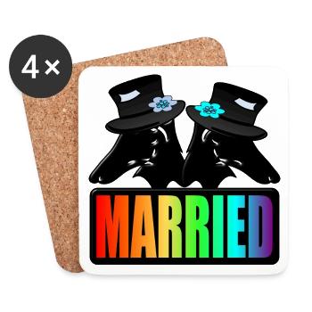 LGBTQ COUPLE MARRIED - WEDDING - GAY GROOM - Coasters (set of 4) - white - Front