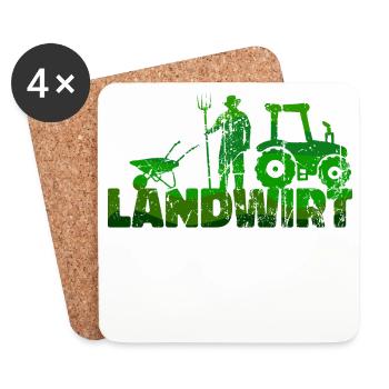 Feld Kraftfahrzeug Traktor Landmaschinen Statement - Untersetzer (4er-Set) - Weiß - Vorne