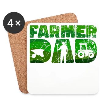 Tractor Farm Vehicle Statement Farmer - Coasters (set of 4) - white - Front