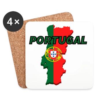 Map flag of Portugal - Coasters (set of 4) - white - Front
