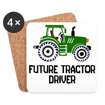 Commercial Vehicle Tractor Statement Agriculture Field - Coasters (set of 4) - white - Front