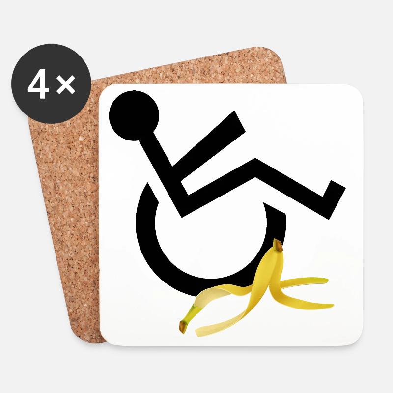 Rollstuhlfahrer rutscht auf Bananenhumor aus * - Untersetzer (4er-Set) - Weiß