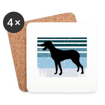 Greek Harehound Dog Love Silhouette Vintage Sunset - Coasters (set of 4) - white - Front