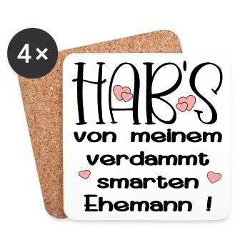 EHEPARTNER SPRÜCHE - SMARTER EHEMANN - HUMOR - Untersetzer (4er-Set) - Weiß - Vorne
