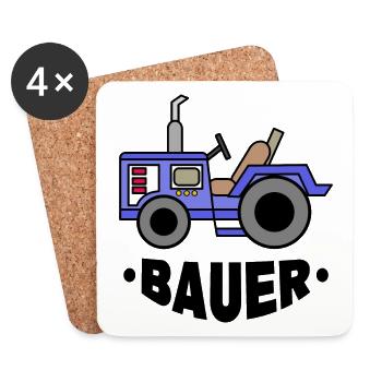 Landmaschinen Spruch Bauer Traktor Nutzfahrzeug - Untersetzer (4er-Set) - Weiß - Vorne