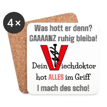 Lustiger Tierarzt Spruch Veterinär Mundart - Untersetzer (4er-Set) - Weiß - Vorne