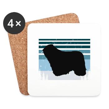 Komondor Hundeliebhaber Silhouette Vintage Sonnenuntergang - Untersetzer (4er-Set) - Weiß - Vorne