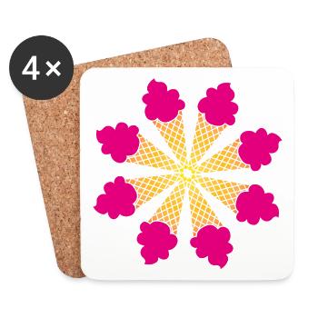 Ice Flower History Mandala Summer Ice Cream Fan Fun - Dessous de verre (lot de 4) - blanc - Devant