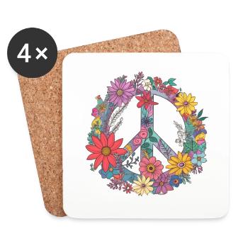 Blumen Peace - Untersetzer (4er-Set) - Weiß - Vorne