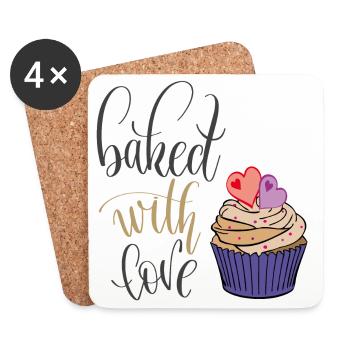 backen mit Liebe - Untersetzer (4er-Set) - Weiß - Vorne
