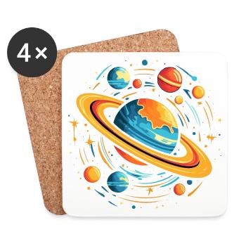 Galaxies spatiales Planètes - Dessous de verre (lot de 4) - blanc - Devant