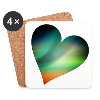 Shining Northern Lights Heart in the firmament - Coasters (set of 4) - white - Front