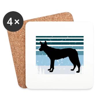 Tamaskan Dog Lover Silhouette Vintage Sunset - Coasters (set of 4) - white - Front
