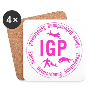 IGP Hundesport - Rund, pink - Untersetzer (4er-Set) - Weiß - Vorne