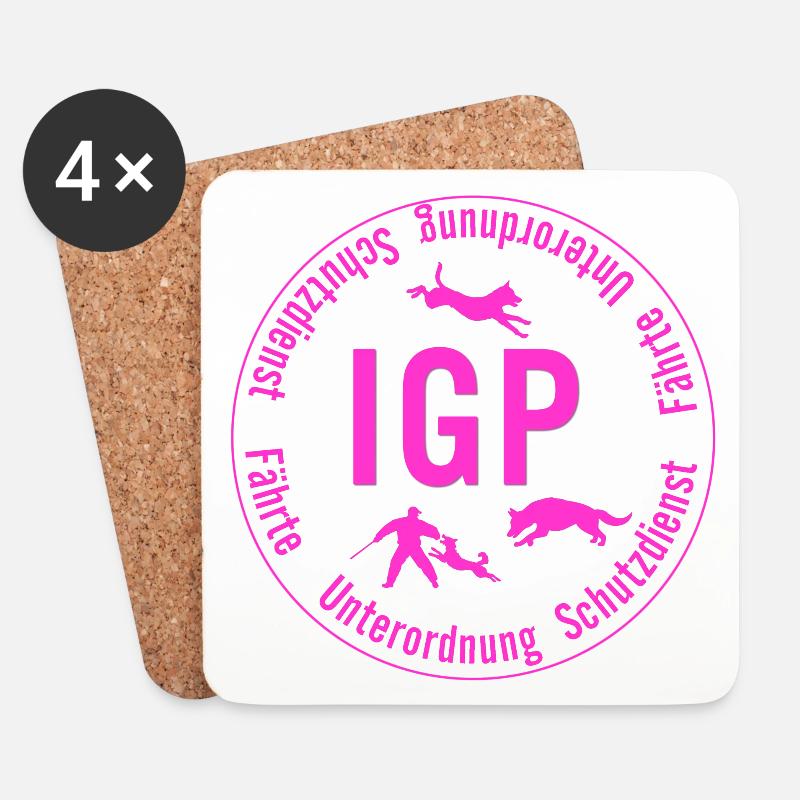 IGP Hundesport - Rund, pink - Untersetzer (4er-Set) - Weiß