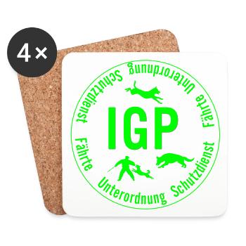 IGP Hundesport - rund, gruen - Untersetzer (4er-Set) - Weiß - Vorne