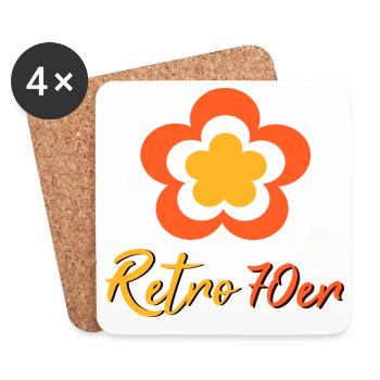 70er Jahre Blume Muster Retro - Untersetzer (4er-Set) - Weiß - Vorne