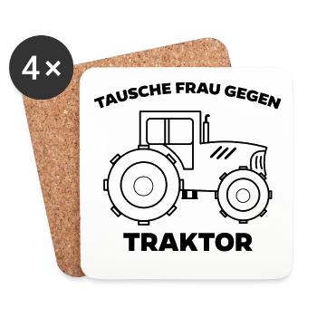 Trecker Fahrzeug Kraftfahrzeug Statement Traktor - Untersetzer (4er-Set) - Weiß - Vorne