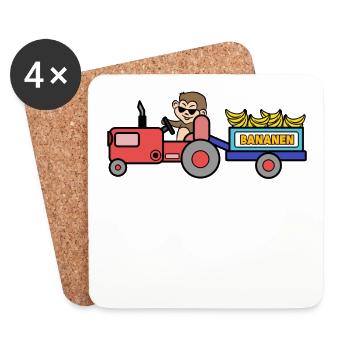 Landleben Traktor Nutzfahrzeug Kraftfahrzeug - Untersetzer (4er-Set) - Weiß - Vorne