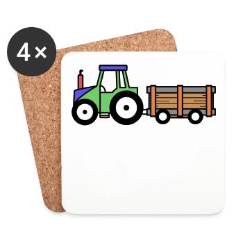 Feld Landwirt Traktor Landmaschinen Bauernhof - Untersetzer (4er-Set) - Weiß - Vorne