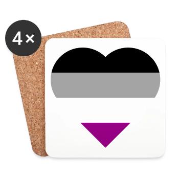 Asexual Pride Heart Design - Coasters (set of 4) - white - Front