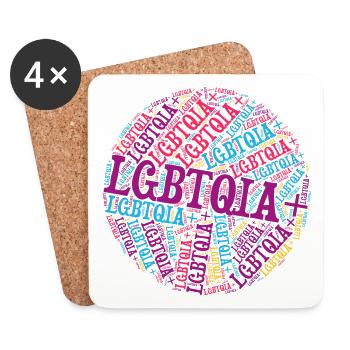 LGBTQIA+ T-Shirt Circle Word Cloud LGBT Gay Pride - Dessous de verre (lot de 4) - blanc - Devant