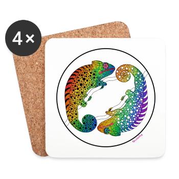 Caméléon de la fierté - Dessous de verre (lot de 4) - blanc - Devant