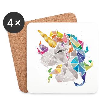 Licorne Arc-en-ciel Chibi Enfant - Dessous de verre (lot de 4) - blanc - Devant