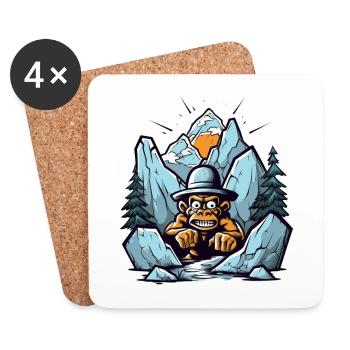 Abstract mountain gorilla with hat - Coasters (set of 4) - white - Front