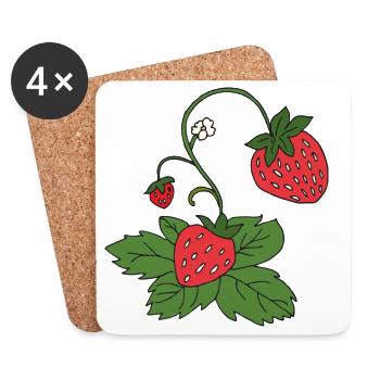 fraisier - Dessous de verre (lot de 4) - blanc - Devant
