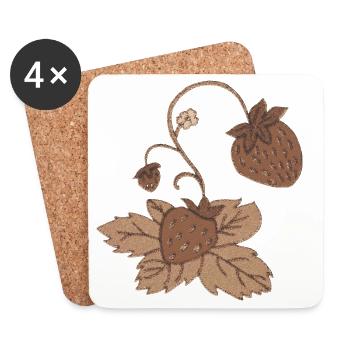 Seiche fraise - Dessous de verre (lot de 4) - blanc - Devant