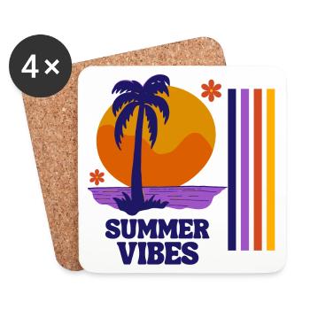 summer holidays, holidays, holidays by the sea - Coasters (set of 4) - white - Front