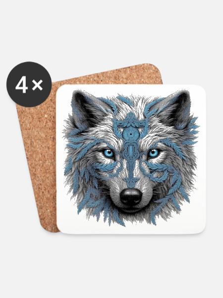 Wolf - Untersetzer (4er-Set) - Weiß