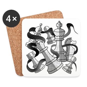 Schachfiguren | Geschenkidee für Chess-Masters - Untersetzer (4er-Set) - Weiß - Vorne
