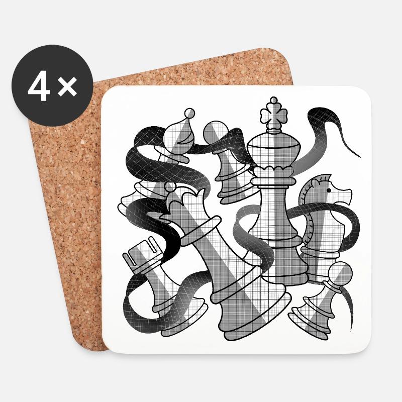 Schachfiguren | Geschenkidee für Chess-Masters - Untersetzer (4er-Set) - Weiß