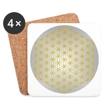 Fleur de Vie Or - 5ème Dimension - Mandala - Dessous de verre (lot de 4) - blanc - Devant