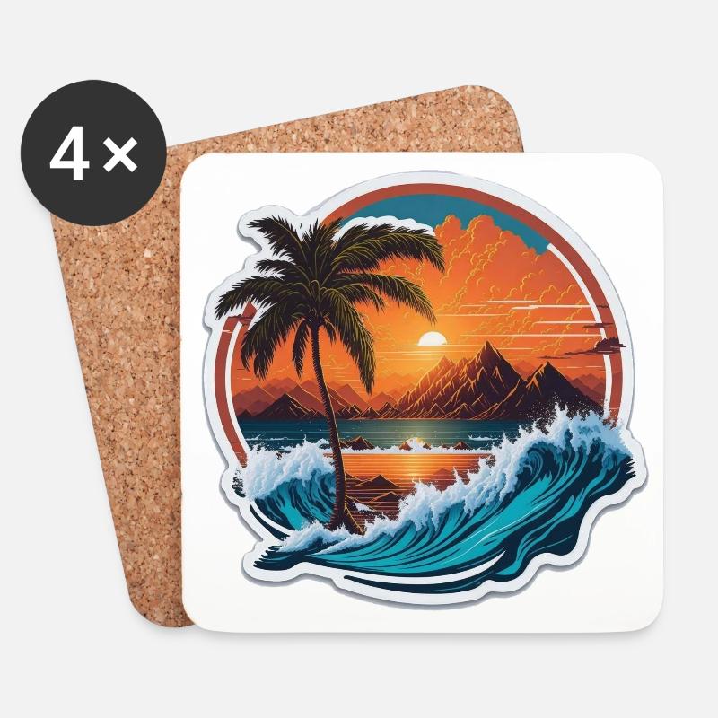 Sunset - Untersetzer (4er-Set) - Weiß