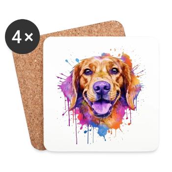 Ein farbenfroher Hund im Watercolor Style - Untersetzer (4er-Set) - Weiß - Vorne