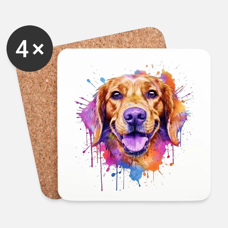Ein farbenfroher Hund im Watercolor Style - Untersetzer (4er-Set) - Weiß