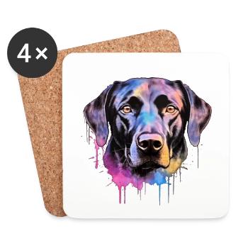 Ein farbenfroher Labrador im Watercolor Style - Untersetzer (4er-Set) - Weiß - Vorne