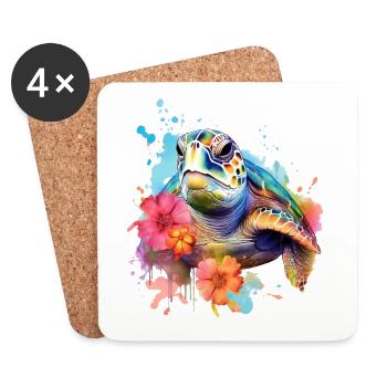 Eine farbenfrohe Schildkröte im Watercolor Style - Untersetzer (4er-Set) - Weiß - Vorne