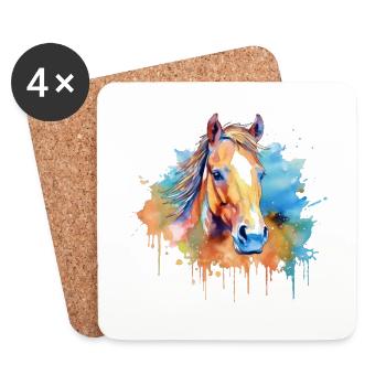 Ein farbenfrohes Pferd im Watercolor Style - Untersetzer (4er-Set) - Weiß - Vorne