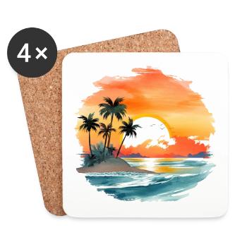 Einfach nur Sommer, Sonne und Strand - Untersetzer (4er-Set) - Weiß - Vorne