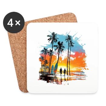 Einfach nur Sommer, Sonne und Strand - Untersetzer (4er-Set) - Weiß - Vorne