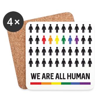 Mois de la fierté LGBTQ - Nous sommes tous humains - Dessous de verre (lot de 4) - blanc - Devant